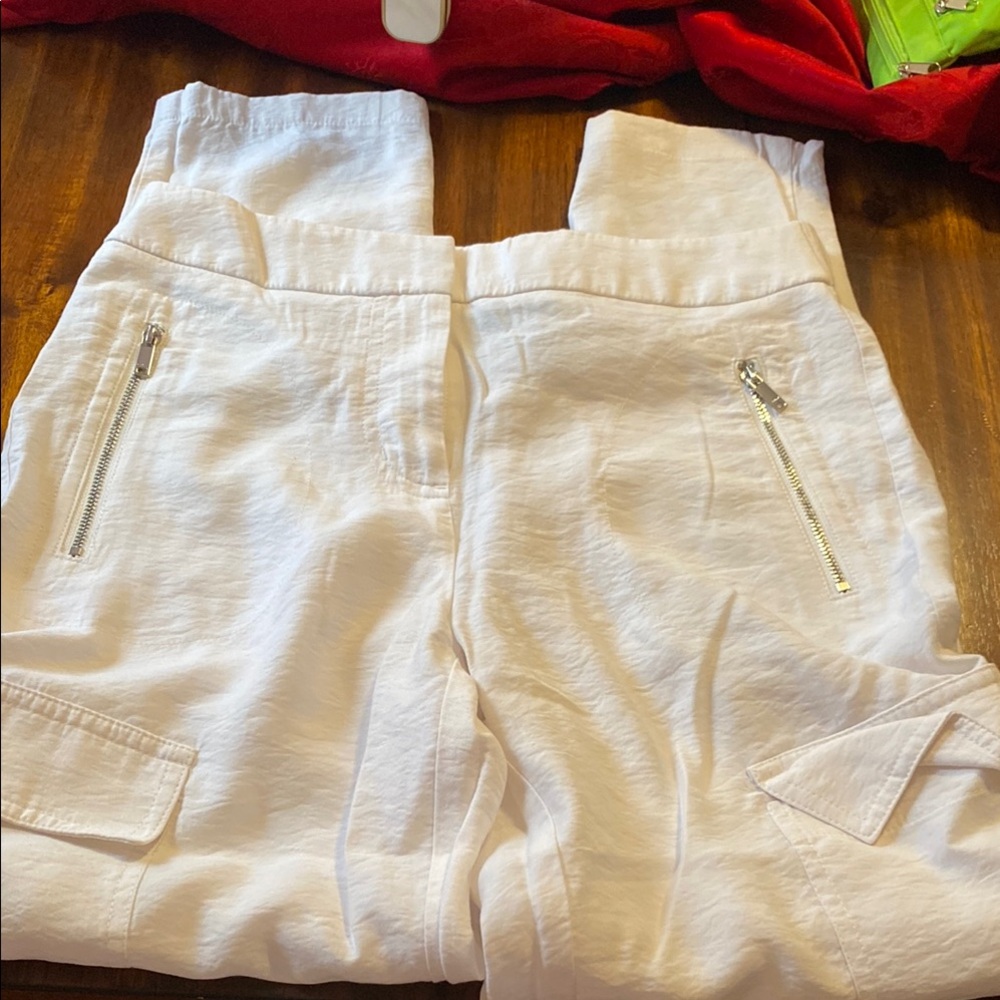 Dkny White Casual Pants Straight-Leg Cotton